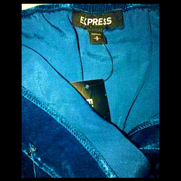 Express Velvety Luxe Ribbon-Wrapped Cami in Teal & Cross Strapped Back XS-M NWT - Picture 6 of 7